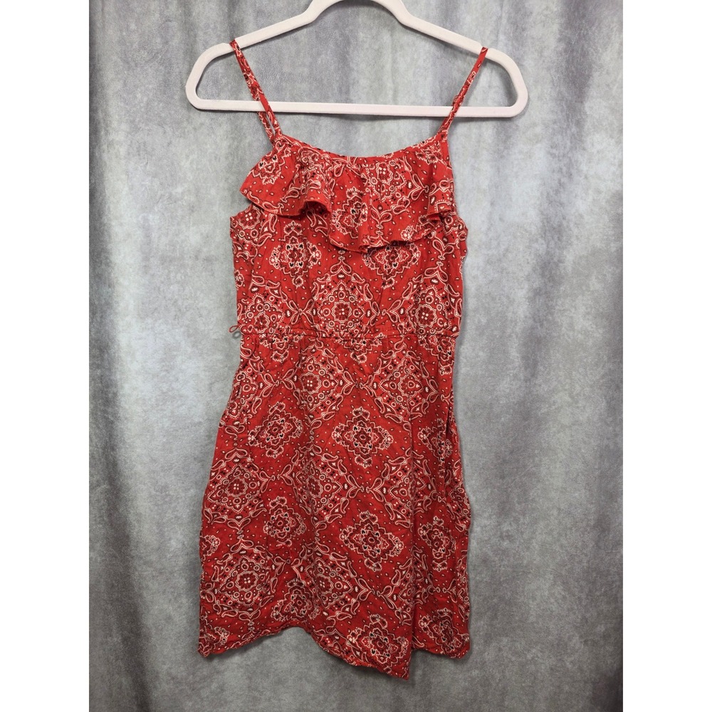 Old Navy Red Bandana Paisley Ruffle Sun Dress XS Cotton Adjustable Straps